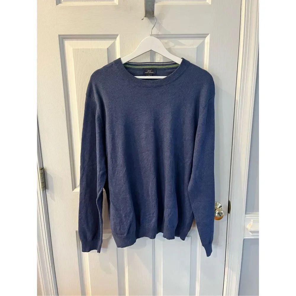 Brooks Brothers 346 Blue Cotton Cashmere Crew Neck Sweater sz L EUC